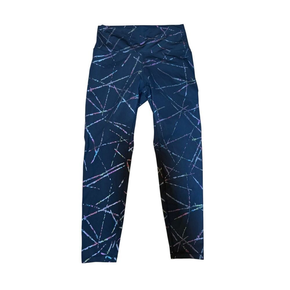 Zyia Black Abstract Hi Rise‎ 7/8 Leggings  24"  Sz 6-8